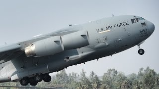 Massive Boeing C17 Take Off and Landing [upl. by Norret]