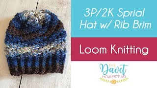 Spiral Hat with Rib Brim  Loom Knitting [upl. by Valiant]