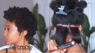 SILK PRESS on 4C twa NATURAL HAIR at home blowoutflat iron J Mayo [upl. by Rik706]