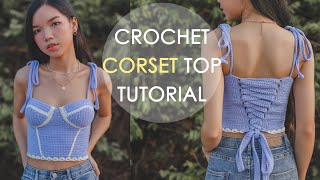 How To Crochet Corset Top Tutorials  Crochet Bustier Top  Chenda DIY [upl. by Ethelinda]