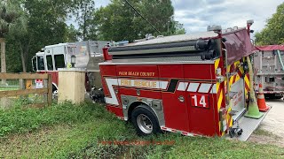 Fire Truck Crashes At House Fire [upl. by Calabresi]