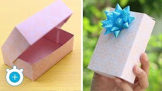 How to make a paper gift box with lid  Easy  LampZoom [upl. by Tongue]