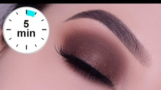 5 MINUTE Easy Brown Smokey Eye Tutorial  Eyelook for Hooded Eyes [upl. by Laureen892]