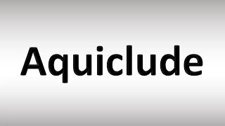 How to Pronounce Aquiclude [upl. by Ylus100]