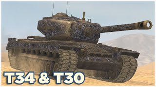 T34 amp T30 • WoT Blitz Gameplay [upl. by Ydnat157]