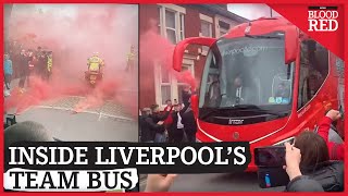 INSIDE Liverpool Team Bus  Fans Welcome Players to Anfield [upl. by Ardnoel171]