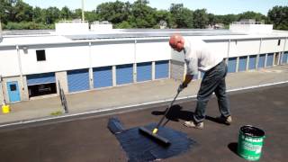 How to apply a fibered roof coating on a flat roof  Karnak 71 Fibered Asphalt Roof Coating [upl. by Gaut]