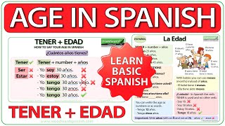 How to say your AGE in Spanish ✅ Tener  Edad ✅ Learn Basic Spanish [upl. by Rains]