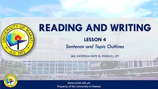 Lesson 4 Sentence and Topic Outlines  Reading and Writing [upl. by Dallon]