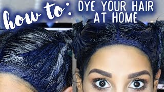 How To Dye Your Hair At Home BLUE BLACK [upl. by Suirad338]