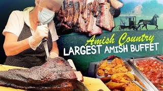 Trying LARGEST AMISH BUFFET  Amish Country FOOD TOUR in Lancaster Pennsylvania [upl. by Lletnahs]