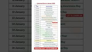 Most Important Days  January Month 2025 [upl. by Arriet152]