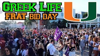 GREEK LIFE AT UMIAMI  FRAT BID DAY VLOG [upl. by Cykana]